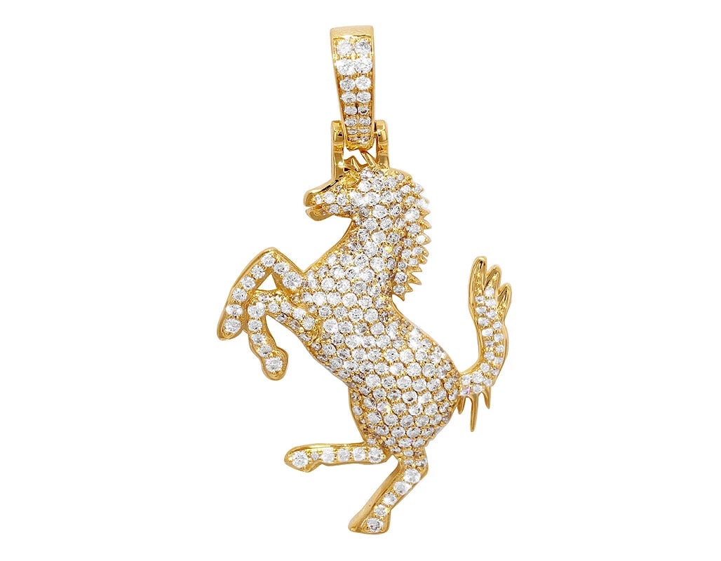 HORSE REAL DIAMOND PENDANT 14K YELLOW GOLD (1 of 2)