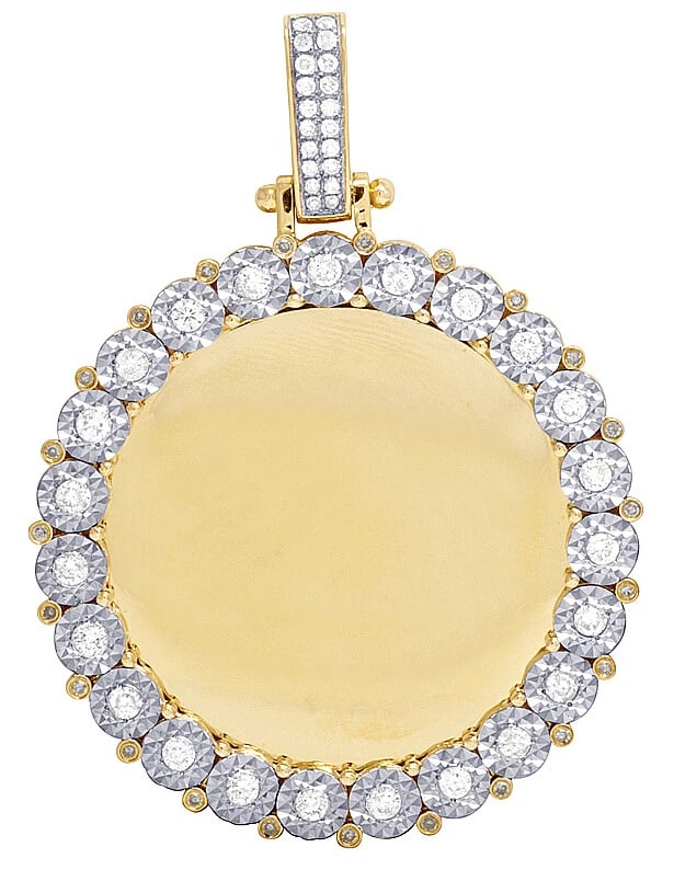 REAL DIAMOND PENDANT MEMORY FRAME PHOTO ENGRAVE 10K YELLOW GOLD CHARM: Real Diamond Pendant Memory Frame Photo Engrave 10K Yellow Gold Charm Brand: None Type: Necklace Material: 10k Yellow Gold, Main Stone/Creation Natural Color: Yellow Gold Size: Dimension 2 inches