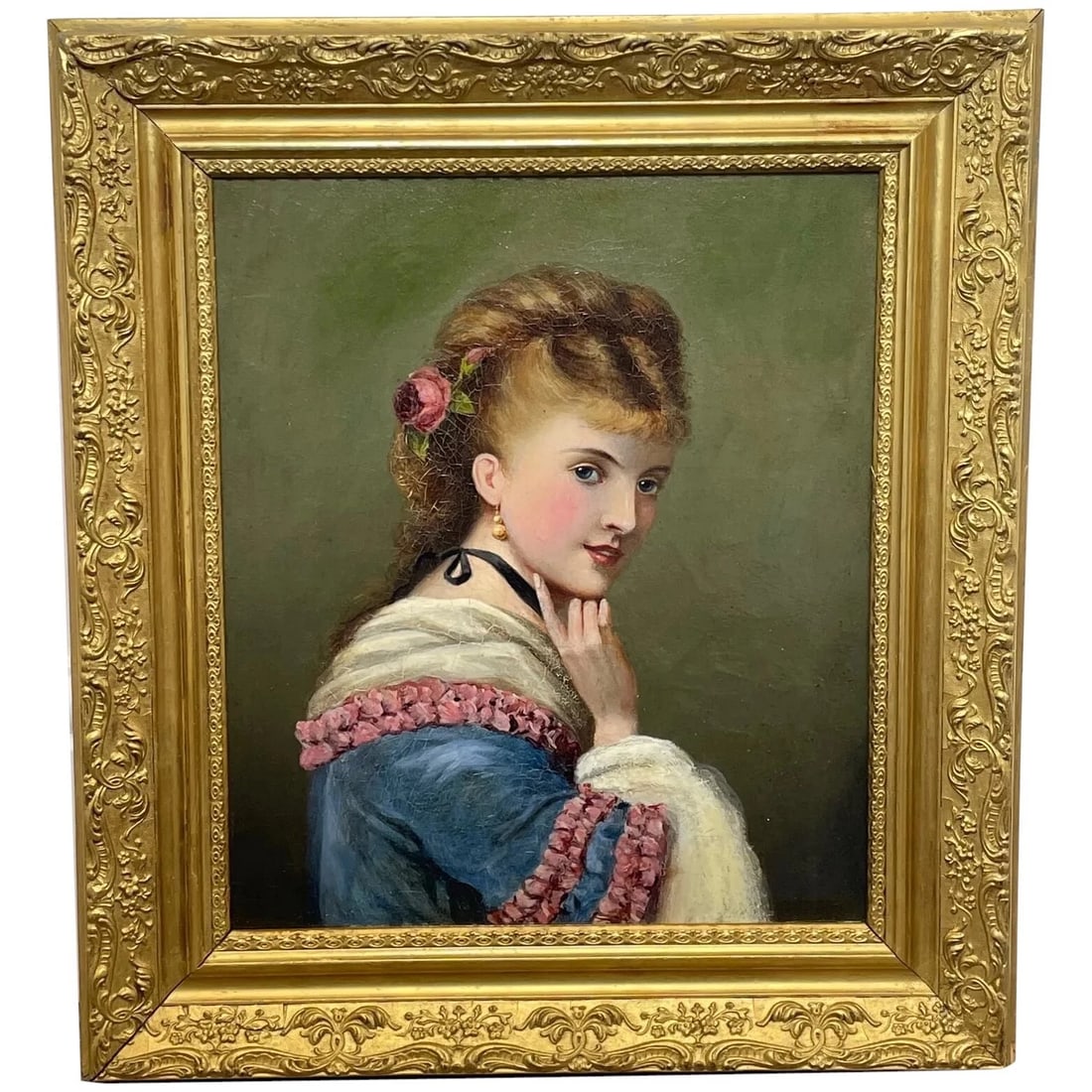 19TH CENTURY OIL PAINTING PORTRAIT YOUNG LADY FOLLOWER OF NORMAN PRESCOTT DAVIES (1 of 10)