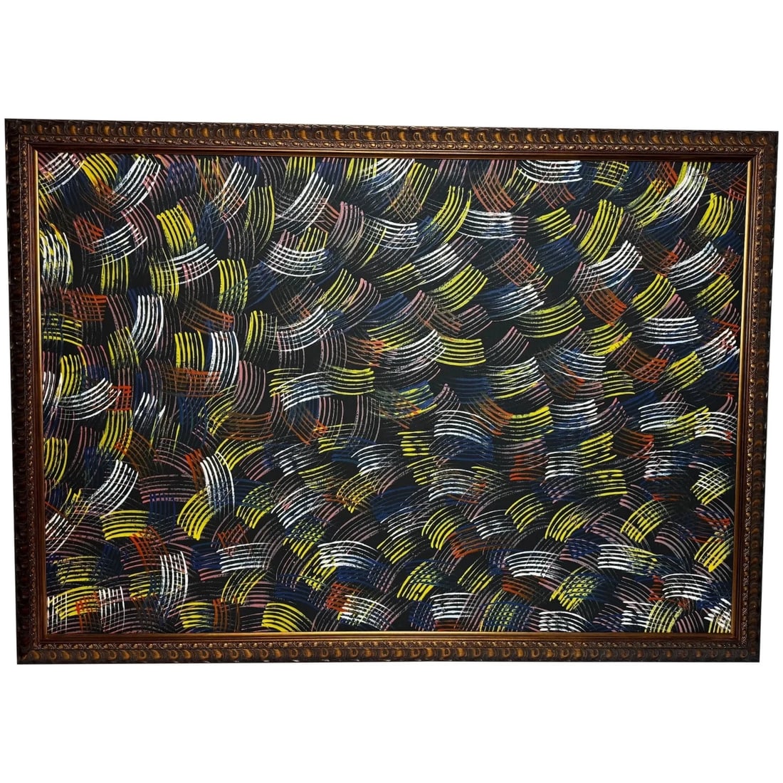 HUGE PAINTING FIRE DREAMING: Huge Painting Fire Dreaming Year of Production: 2005 Type: Painting Time Period Produced: 2000-2009 Material: Acrylic, Belgium Linen Production Technique: Acrylic Painting Size : Item Length 2.5