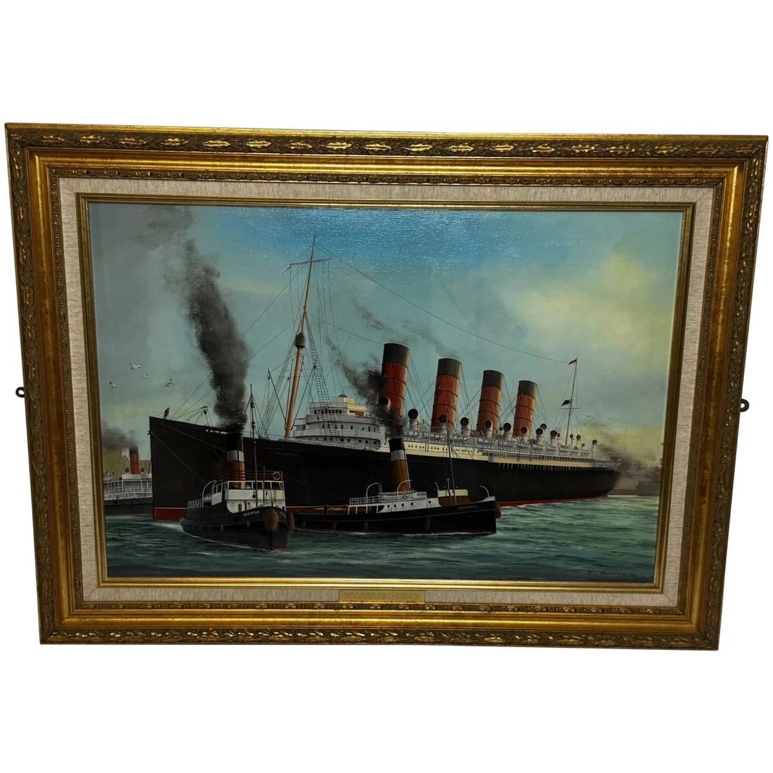 MASTERPIECE PAINTING DOCKING THE RMS MAURETANIA SHIP (1 of 12)