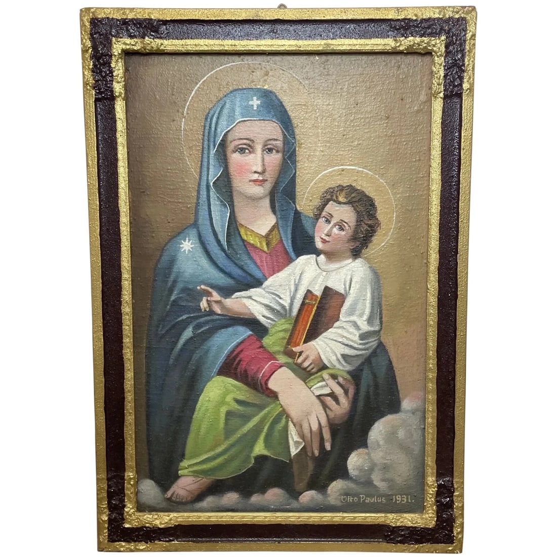 AFTER ROME’S MADONNA DEL POPOLO LARGE MADONNA & CHILD ICON OIL PORTRAIT (1 of 12)