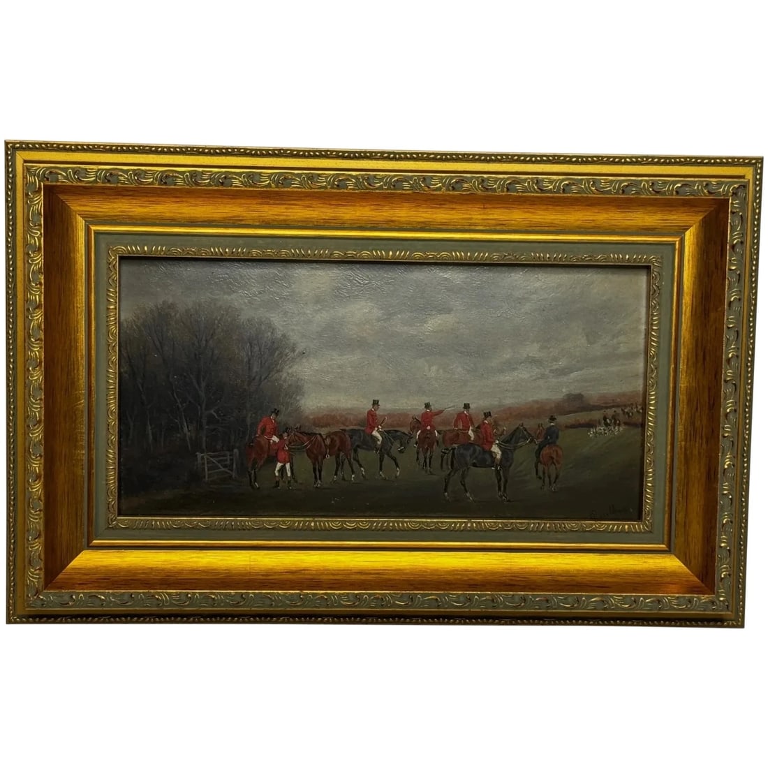 VICTORIAN PAINTING THE MEET (THE BERKELEY HUNT) OIL PAINTING (1 of 12)