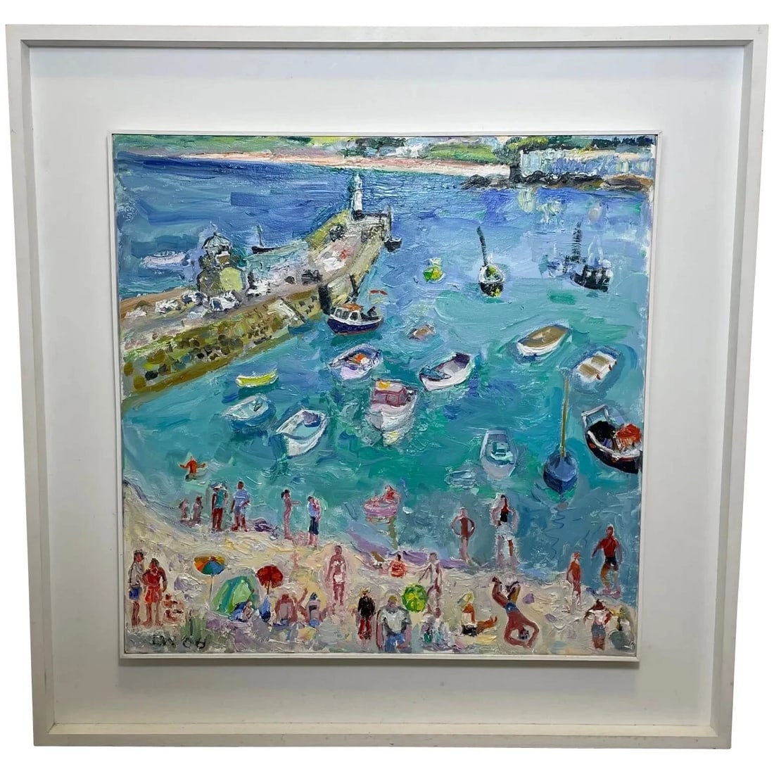 EXPRESSIONIST OIL PAINTING ST IVES SMEATON'S PIER BEACH CORNWALL (1 of 8)
