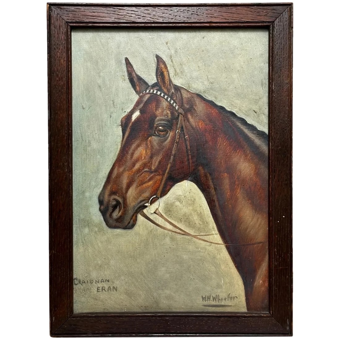 EQUINE PORTRAIT OF CHAMPION RACEHORSE CRAIG AN ERAN OIL PAINTING (1 of 9)