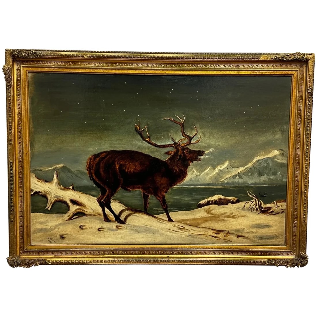 OIL PAINTING WINTER MONARCH STAG IN STARLIT SKY FOLLOWER (1 of 11)