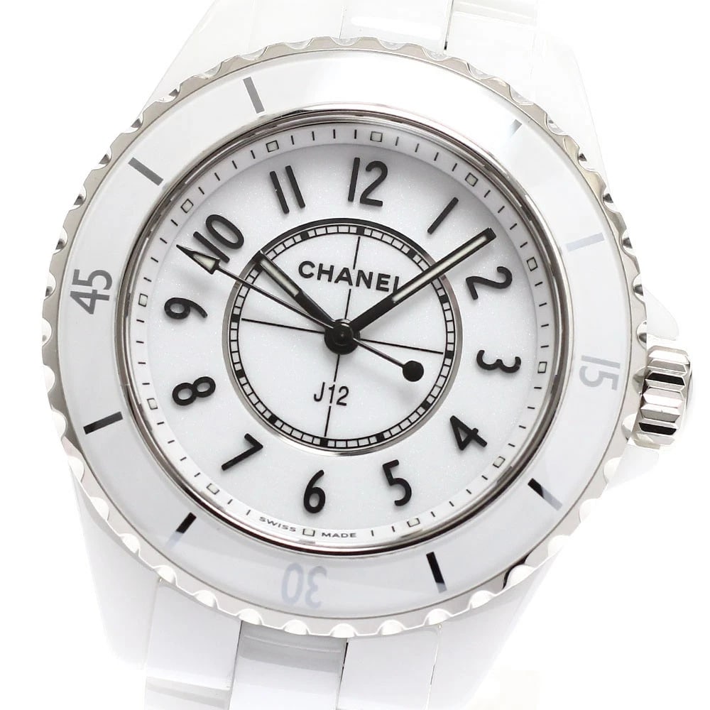 CHANEL J12 WHITE CERAMIC WATCH: CHANEL J12 White Ceramic Watch Brand: CHANEL Type: Wristwatch Material: Band Material Stainless Steel / ceramic, Case Material Stainless Steel / ceramic Color: Band Color White / Silver, Dial
