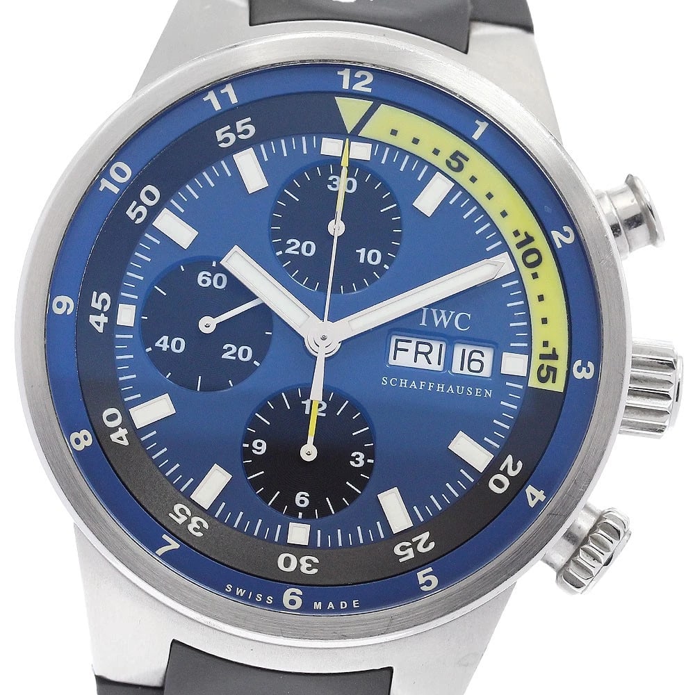 IWC SCHAFFHAUSEN AQUATIMER WATCH: IWC SCHAFFHAUSEN Aquatimer Watch Brand: IWC SCHAFFHAUSEN Type: Wristwatch Material: Band Material rubber, Case Material Stainless Steel Color: Band Color black, Dial Color blue, Case Color