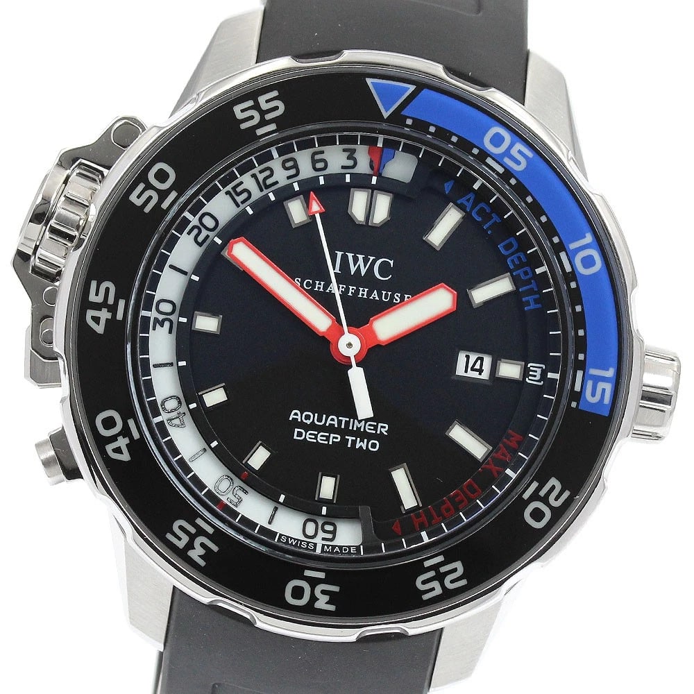 IWC SCHAFFHAUSEN AQUATIMER BLACK WATCH: IWC SCHAFFHAUSEN Aquatimer black Watch Brand: IWC SCHAFFHAUSEN Type: Wristwatch Material: Band Material rubber, Case Material Stainless Steel Color: Band Color black, Dial Color black, Case Color S