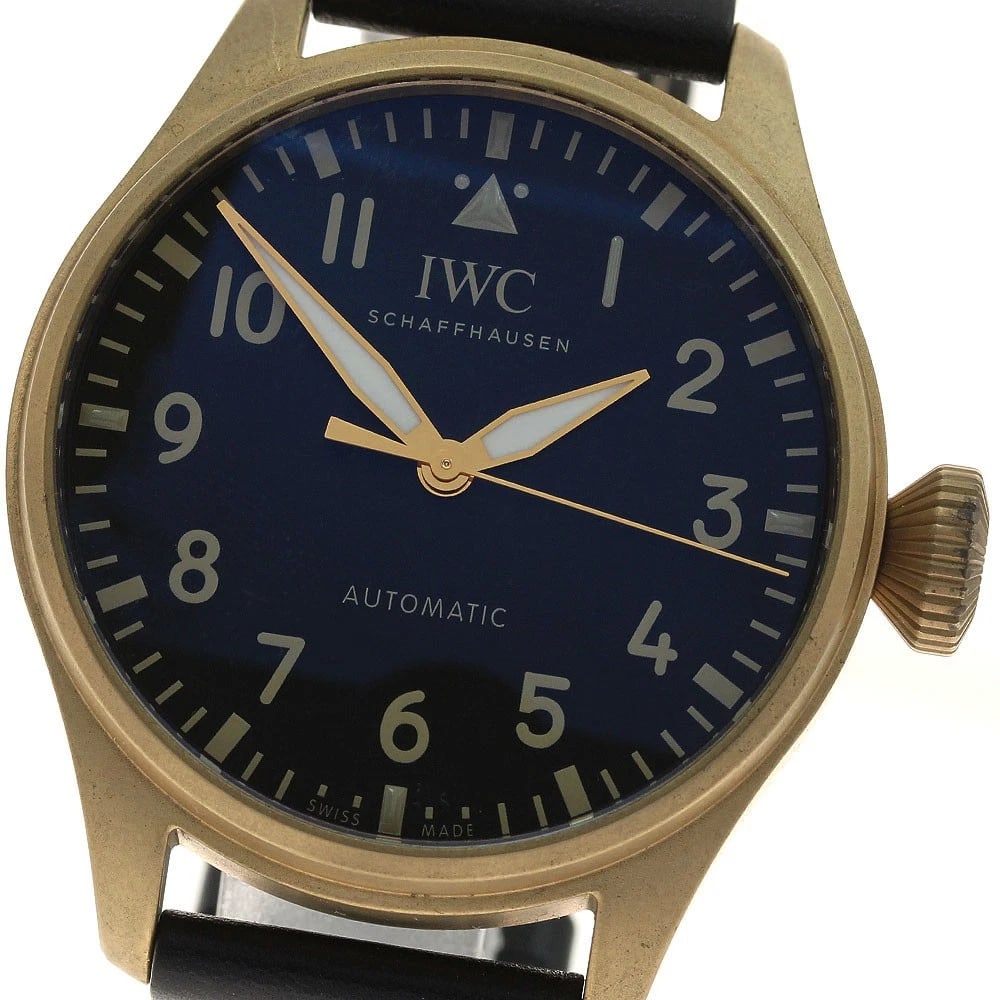 IWC SCHAFFHAUSEN PILOT WATCH WATCH: IWC SCHAFFHAUSEN pilot watch Watch Brand: IWC SCHAFFHAUSEN Type: Wristwatch Material: Band Material leather, Case Material bronze Color: Band Color black, Dial Color black, Case Color gold 