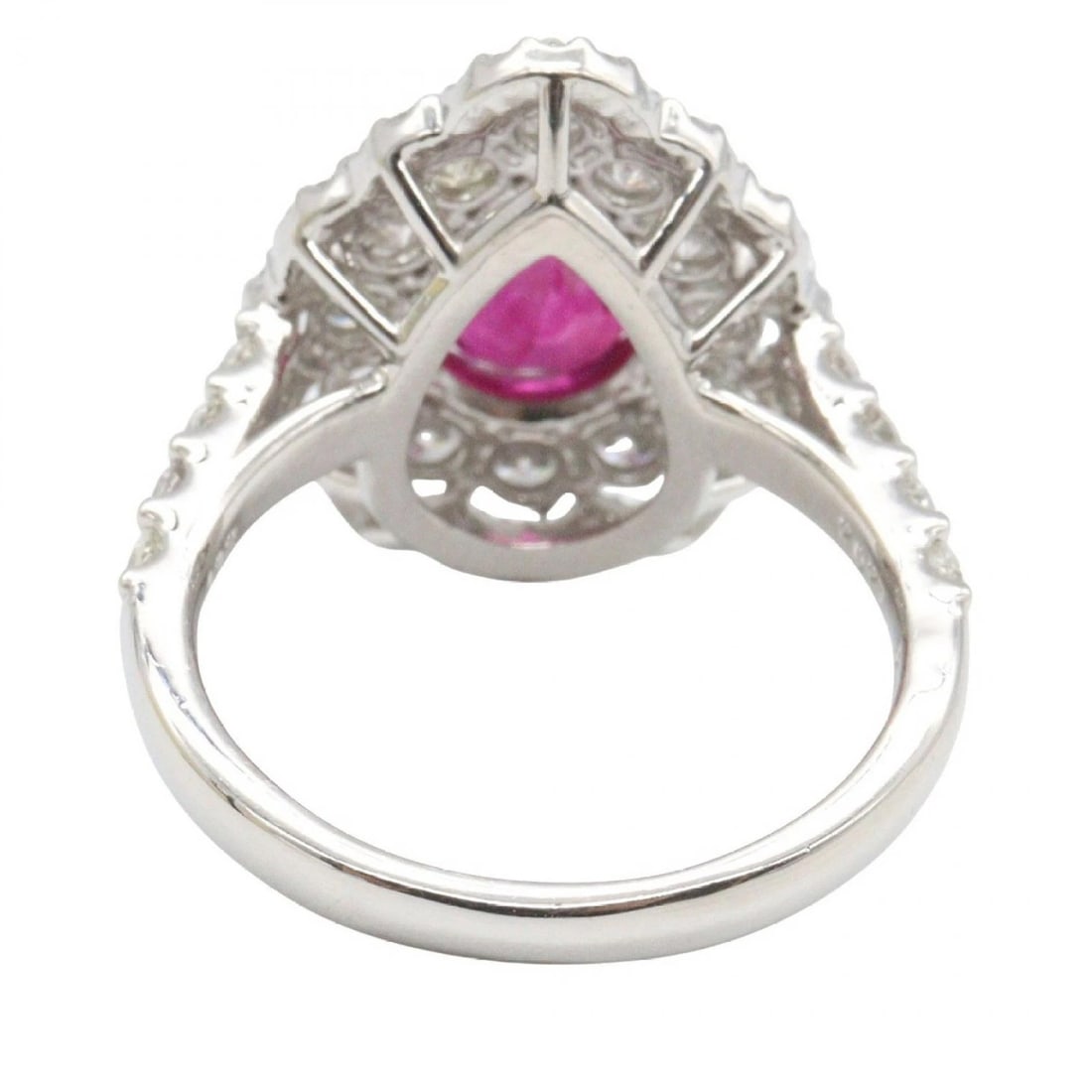 JEWELRY RUBY DIAMOND RING PT900 PLATINUM RED - 3