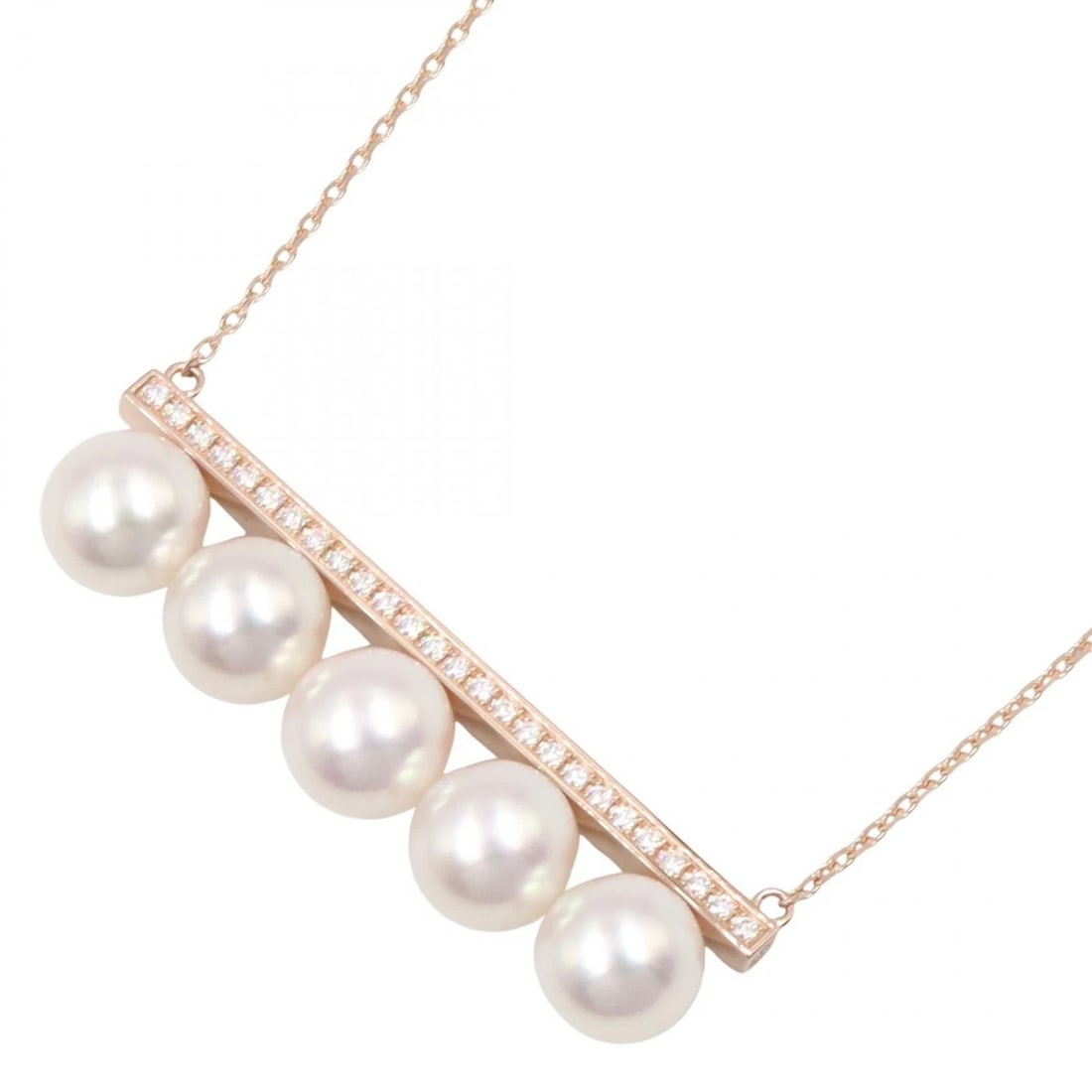 TASAKI BALANCE SIGNATURE DIAMOND PAVE NECKLACE: TASAKI Balance Signature Diamond Pave Necklace Brand: TASAKI Type: Necklace Material: K18PG?Rose Gold? Color: Gold??ish colors × Clear??ish colors × White??ish colors Size: Size Neck