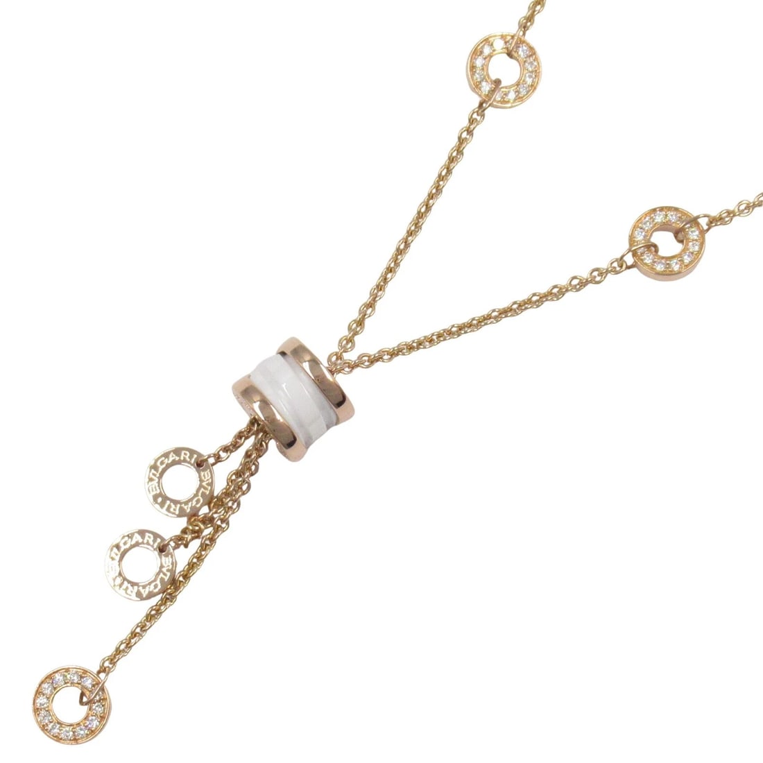 BVLGARI B-ZERO1 ELEMENT NECKLACE CERAMIC 18KPG: BVLGARI B-zero1 Element Necklace Ceramic 18KPG Brand: BVLGARI Type: Necklace Material: K18PG?Rose Gold? Color: White??ish colors × Gold??ish colors Size: Size Neck rotation?39.5?44.5cm(15.6")