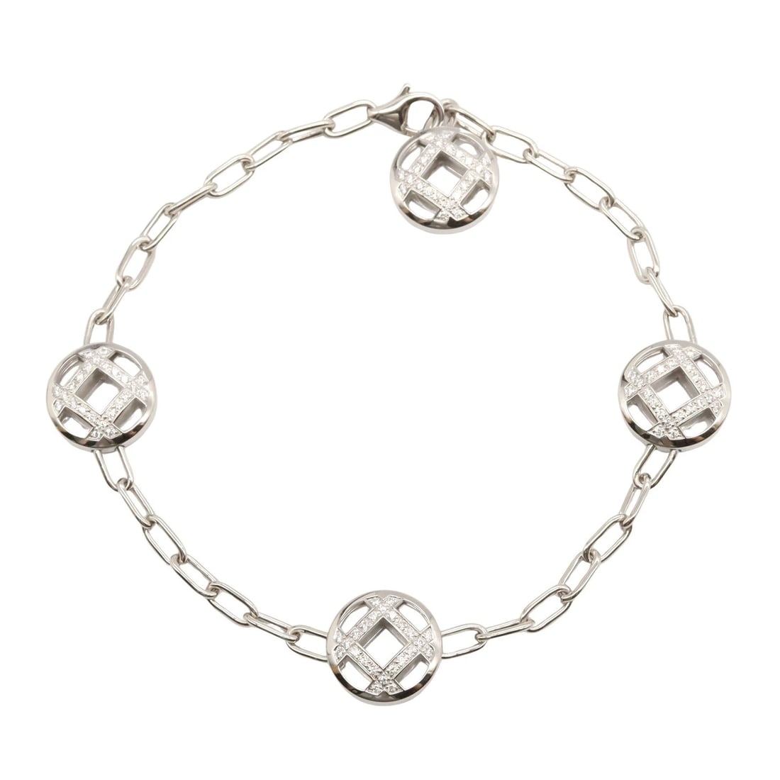 CARTIER PASHA GRID CHAIN DIAMOND BRACELET: CARTIER Pasha Grid Chain Diamond Bracelet Brand: CARTIER Type: Bracelet Material: K18WG?White Gold? Color: Clear??ish colors Size: Size Band Length?17.5cm(6.9") Motif W?11mm x H?11mm(0.4" x