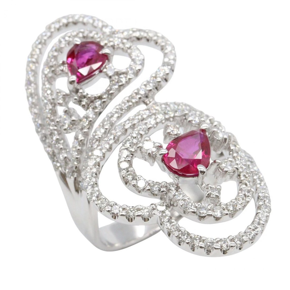JEWELRY RUBY DIAMOND RING 18KWG WHITE GOLD: JEWELRY Ruby Diamond Ring 18KWG White Gold Brand: JEWELRY Type: Ring Material: K18WG?White Gold? Color: Silver??ish colors × Red??ish colors × Clear??ish colors Size: 7 - 7.25 US Accessories: N