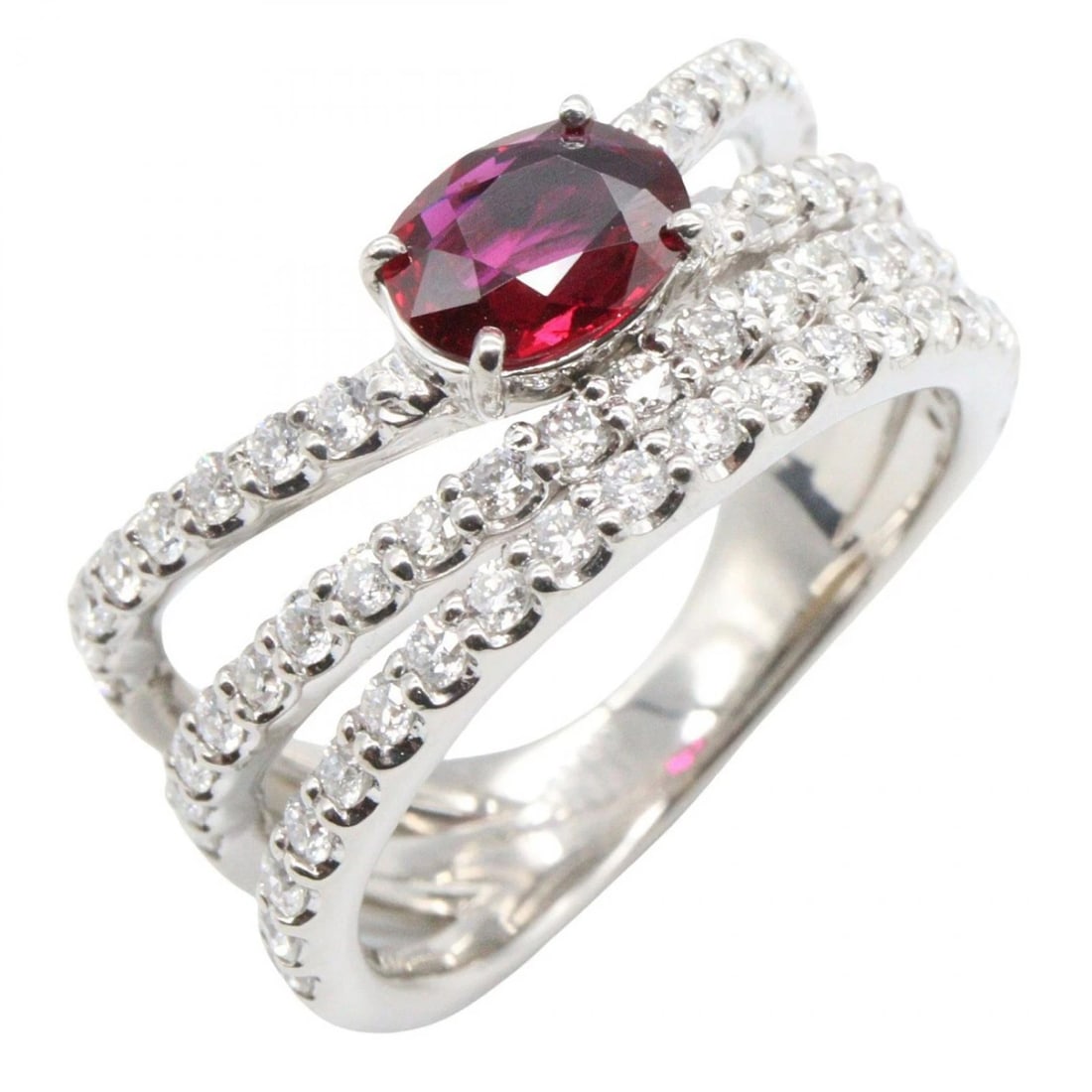 JEWELRY RUBY DIAMOND RING PT900 PLATINUM (1 of 3)