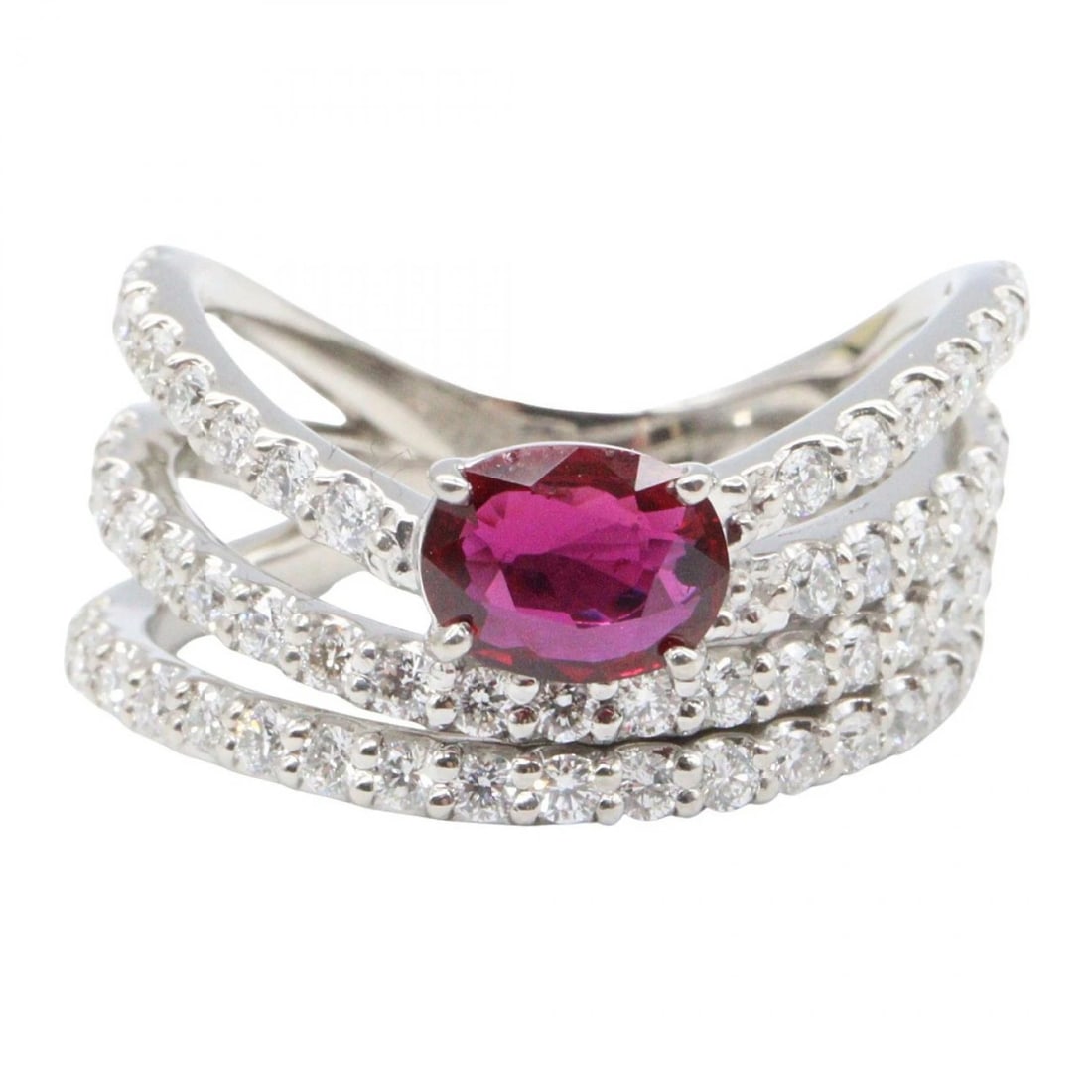 JEWELRY RUBY DIAMOND RING PT900 PLATINUM - 2