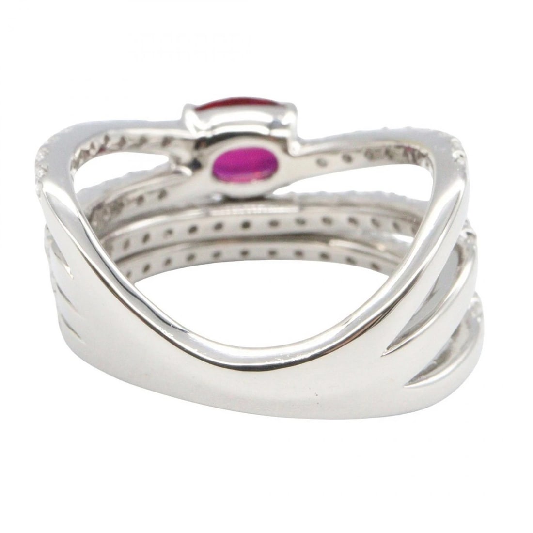 JEWELRY RUBY DIAMOND RING PT900 PLATINUM - 3