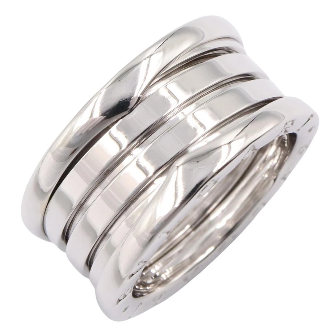BVLGARI B-ZERO1 4 BANDS RING 18KWG WHITE GOLD: BVLGARI B-zero1 4 bands Ring 18KWG White Gold Brand: BVLGARI Type: Ring Material: K18WG?White Gold? Color: Silver??ish colors Size: 6.75 - 7 US Accessories: None Accessories Notice: When p