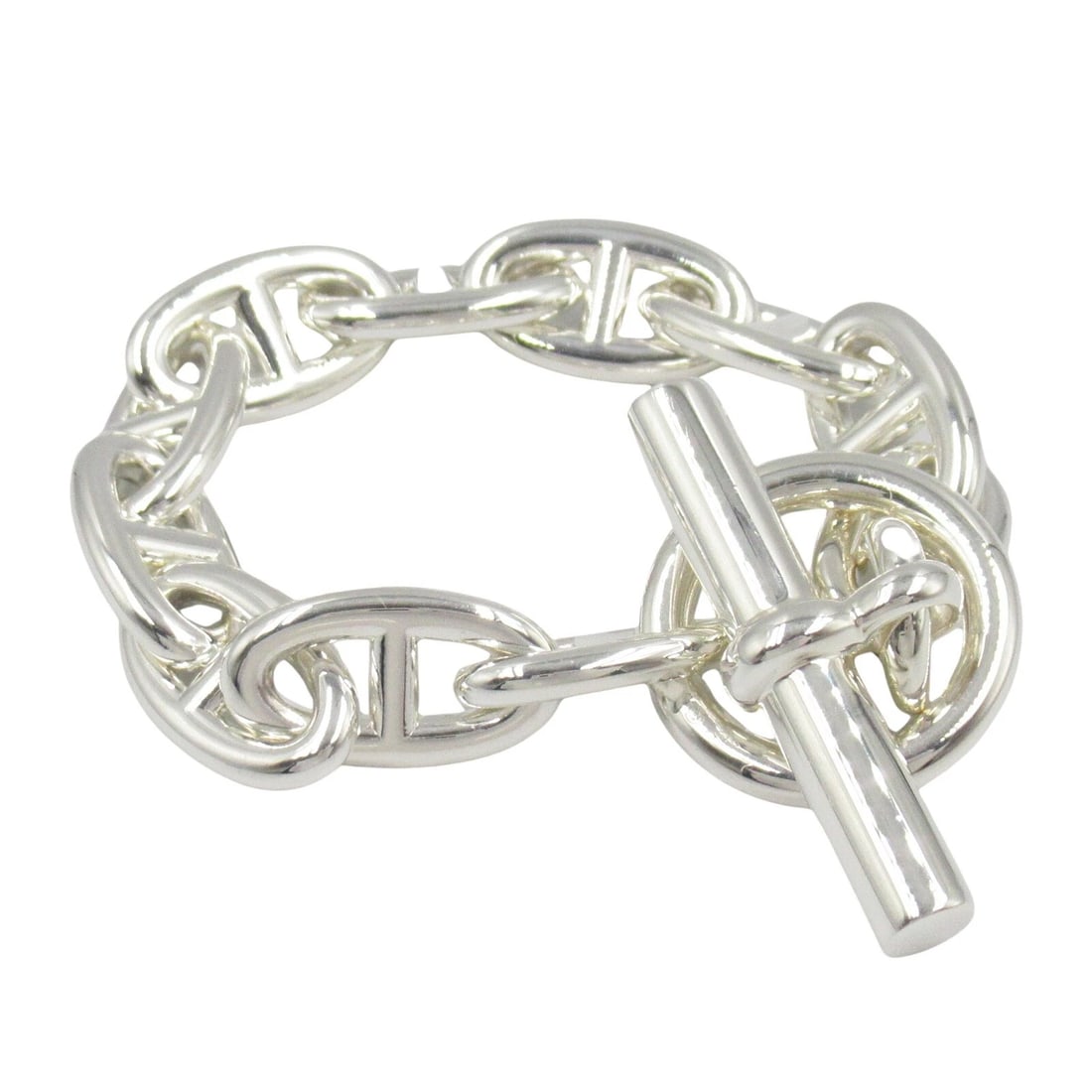 HERMES CHAINE DANCRE GM BRACELET: HERMES Chaine dancre GM Bracelet Brand: HERMES Type: Bracelet Material: Silver925 Color: Silver??ish colors Size: Size Band Length?14.5cm(5.7") Accessories: None Accessories Notice: When