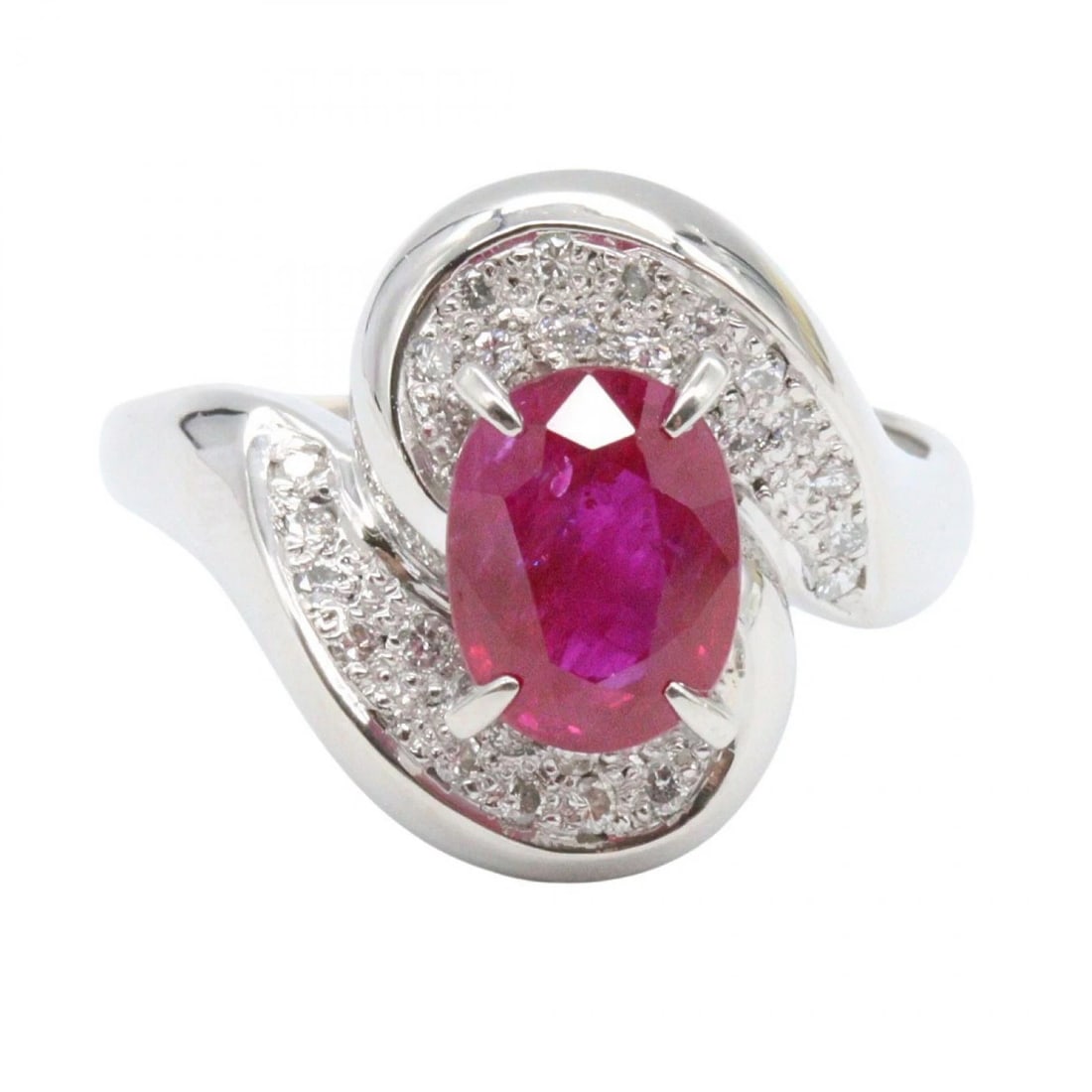 JEWELRY RUBY DIAMOND RING PT900 PLATINUM - 2