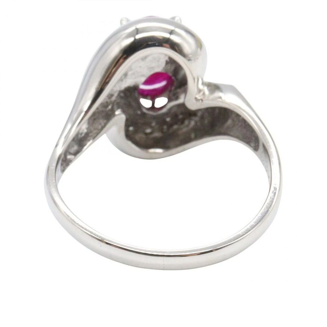 JEWELRY RUBY DIAMOND RING PT900 PLATINUM - 3