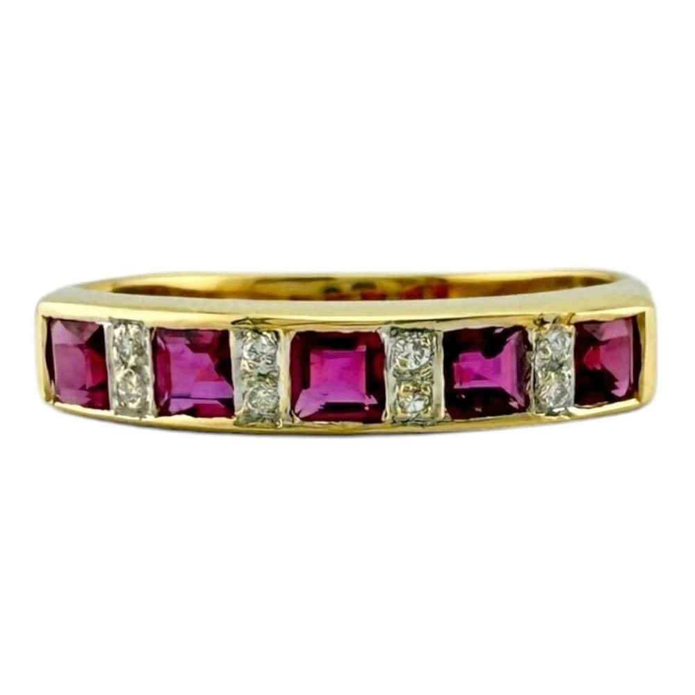 RING K18 YELLOW GOLD RUBY DIAMOND - 2