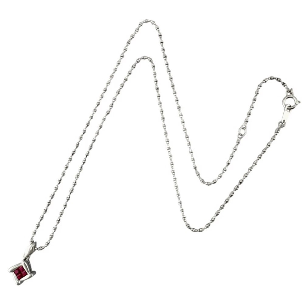 NECKLACE K18 WHITE GOLD RUBY DIAMOND - 4