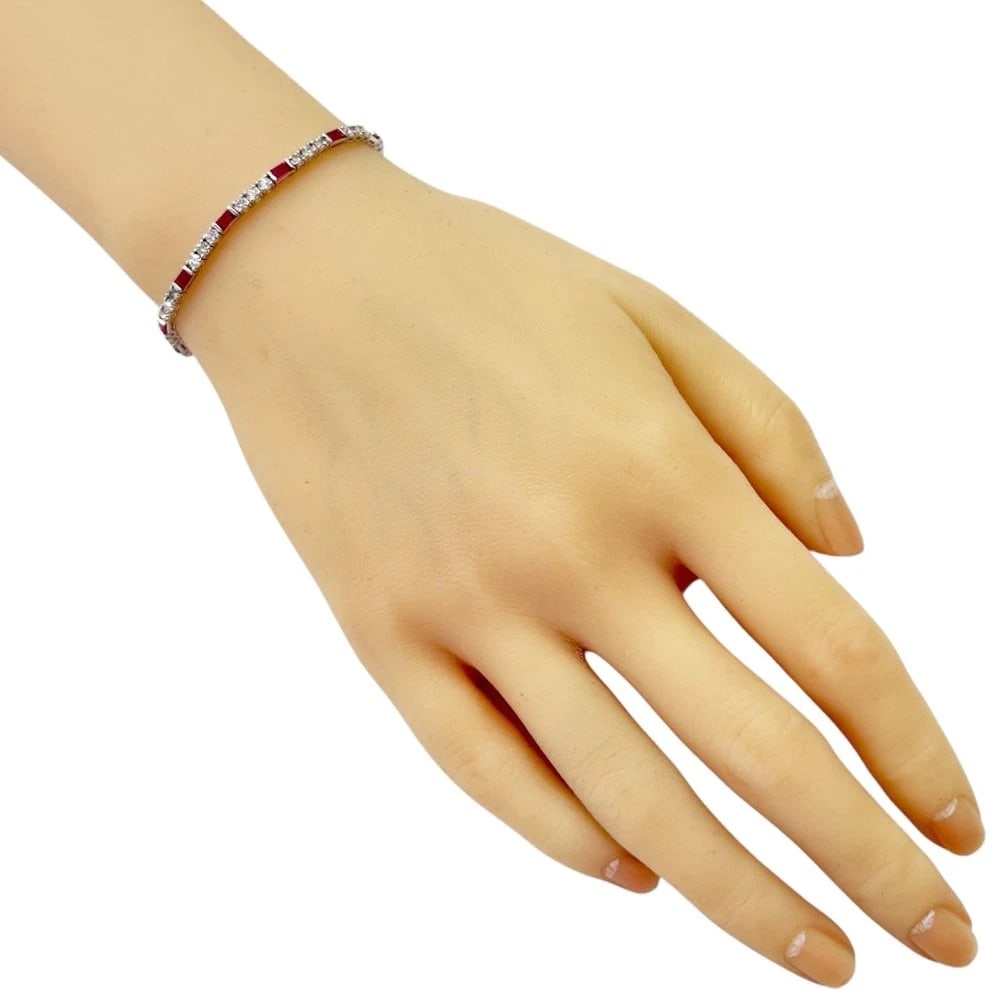 BRACELET K18 WHITE GOLD DIAMOND RUBY - 2