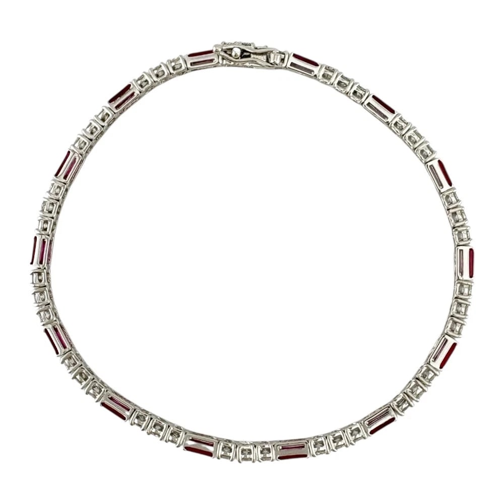 BRACELET K18 WHITE GOLD DIAMOND RUBY - 3