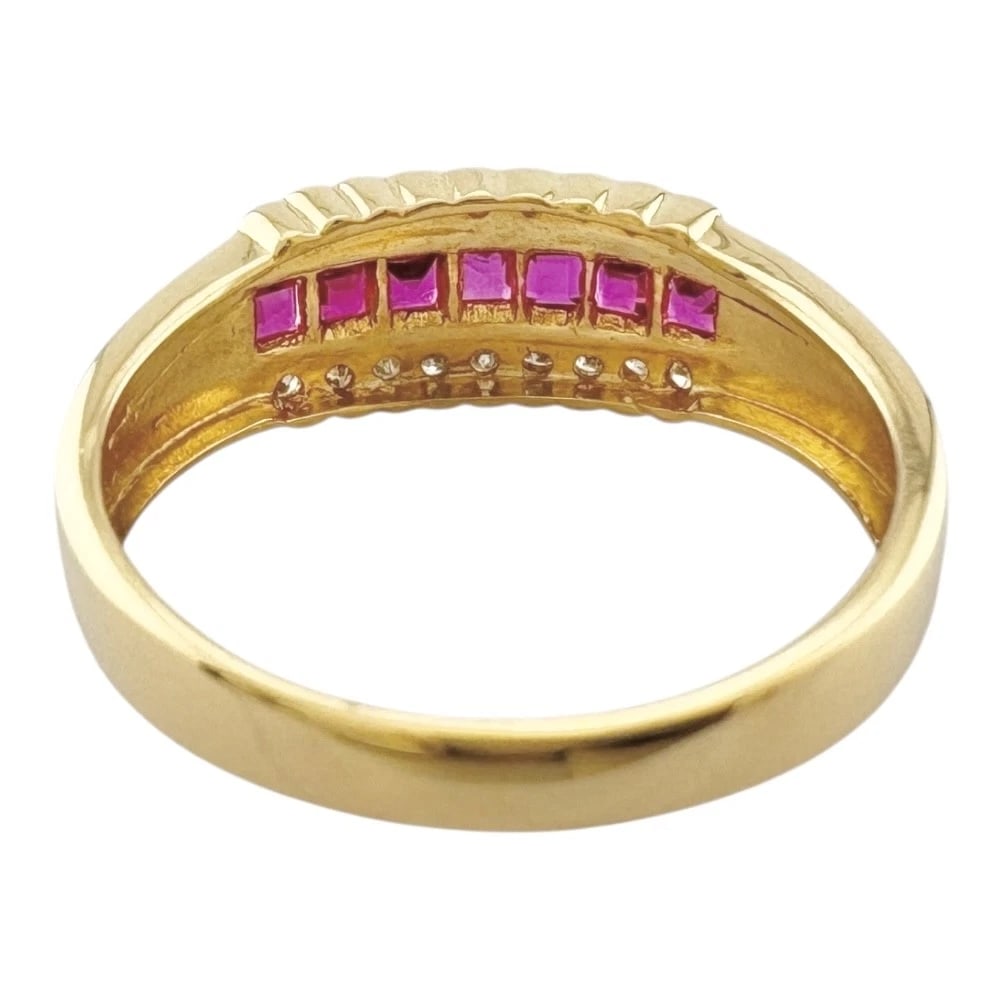 RING K18 YELLOW GOLD RUBY DIAMOND - 3