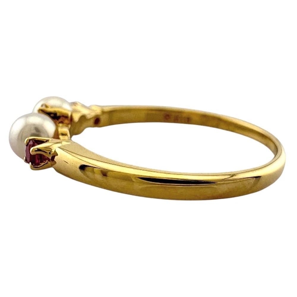 RING K18 YELLOW GOLD PEARL RUBY - 3