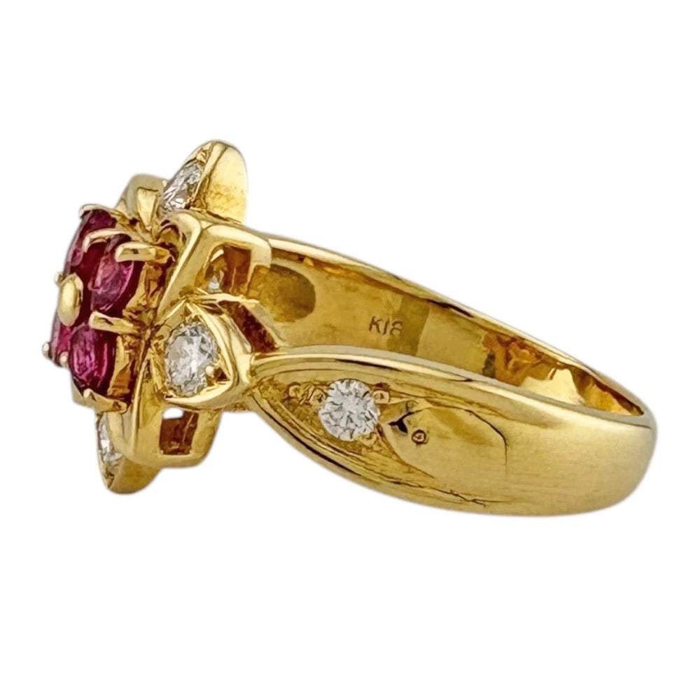 RING K18 YELLOW GOLD RUBY DIAMOND - 2