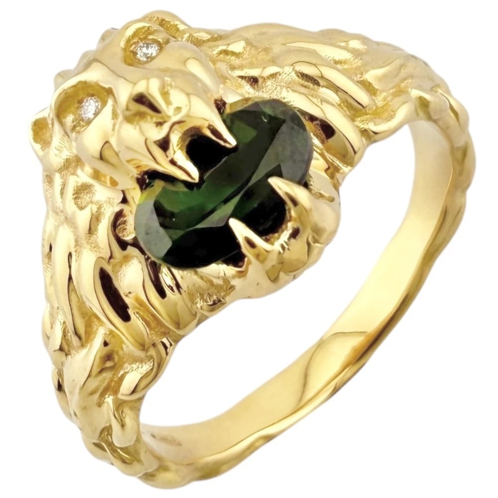 GUCCI RING K18 YELLOW GOLD GREEN TOURMALINE DIAMOND: GUCCI Ring K18 yellow gold Green tourmaline diamond Brand: GUCCI Type: Ring Material: K18 yellow gold Main Stone/Creation Green tourmaline Color: gold Size: US 8 Accessories: None Accessories