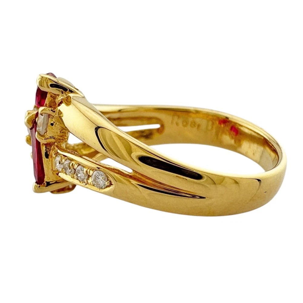RING K18 YELLOW GOLD RUBY DIAMOND - 2