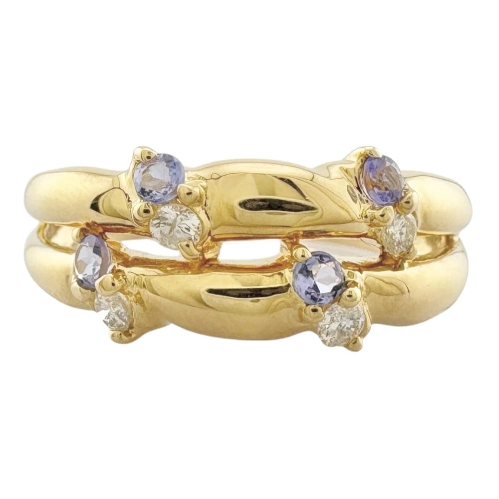 RING K18 YELLOW GOLD TANZANITE DIAMOND (1 of 3)