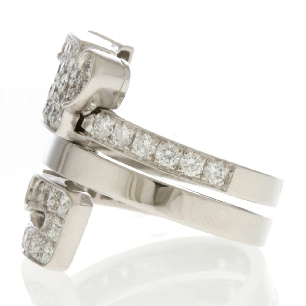CARTIER RING K18 WHITE GOLD RUBY DIAMOND: CARTIER Ring K18 white gold Ruby diamond Brand: CARTIER Type: Ring Material: K18 white gold Main Stone/Creation Ruby Color: Silver Size: US 4 3/4 Accessories: None Accessories Notice: When