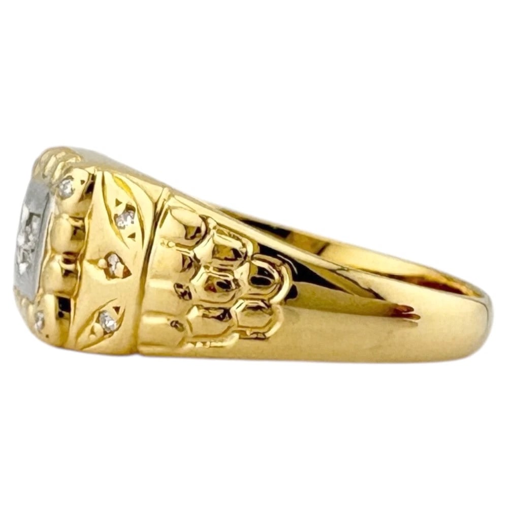 RING K18 YELLOW GOLD PT900PLATINUM DIAMOND: Ring K18 yellow gold Pt900Platinum diamond Brand: Unbranded Type: Ring Material: K18 yellow gold Main Stone/Creation Natural Color: Silver Size: US 7 1/4 Accessories: None Accessories Notice: