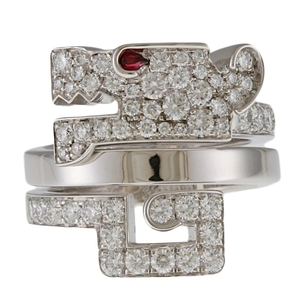 CARTIER RING K18 WHITE DIAMOND RUBY - 3