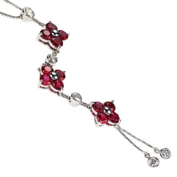 K18WG RUBY DIAMOND PENDANT NECKLACE - 2