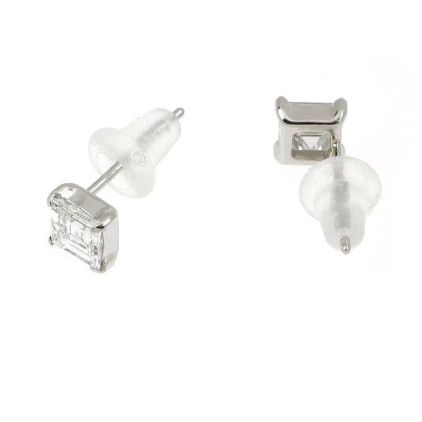 PT900 SQUARE CUT DIAMOND EARRING - 2