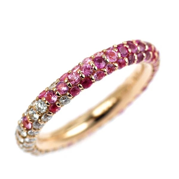 PONTE VECCHIO K18PG PINK SAPPHIRE DIAMOND RING: Ponte Vecchio K18PG Pink Sapphire Diamond Ring Brand: Pontevecchio Type: Ring Material: Metal Purity K18 Metal Gold Main Stone/Creation sapphires Color: Pink Gold Size: 3.75 US Accessories: