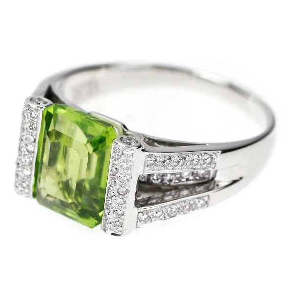 K18WG PERIDOT DIAMOND RING - 2