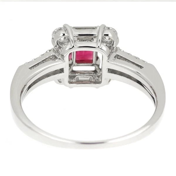 RARE PT900 RED BERYL/BIXBITE DIAMOND RING - 2