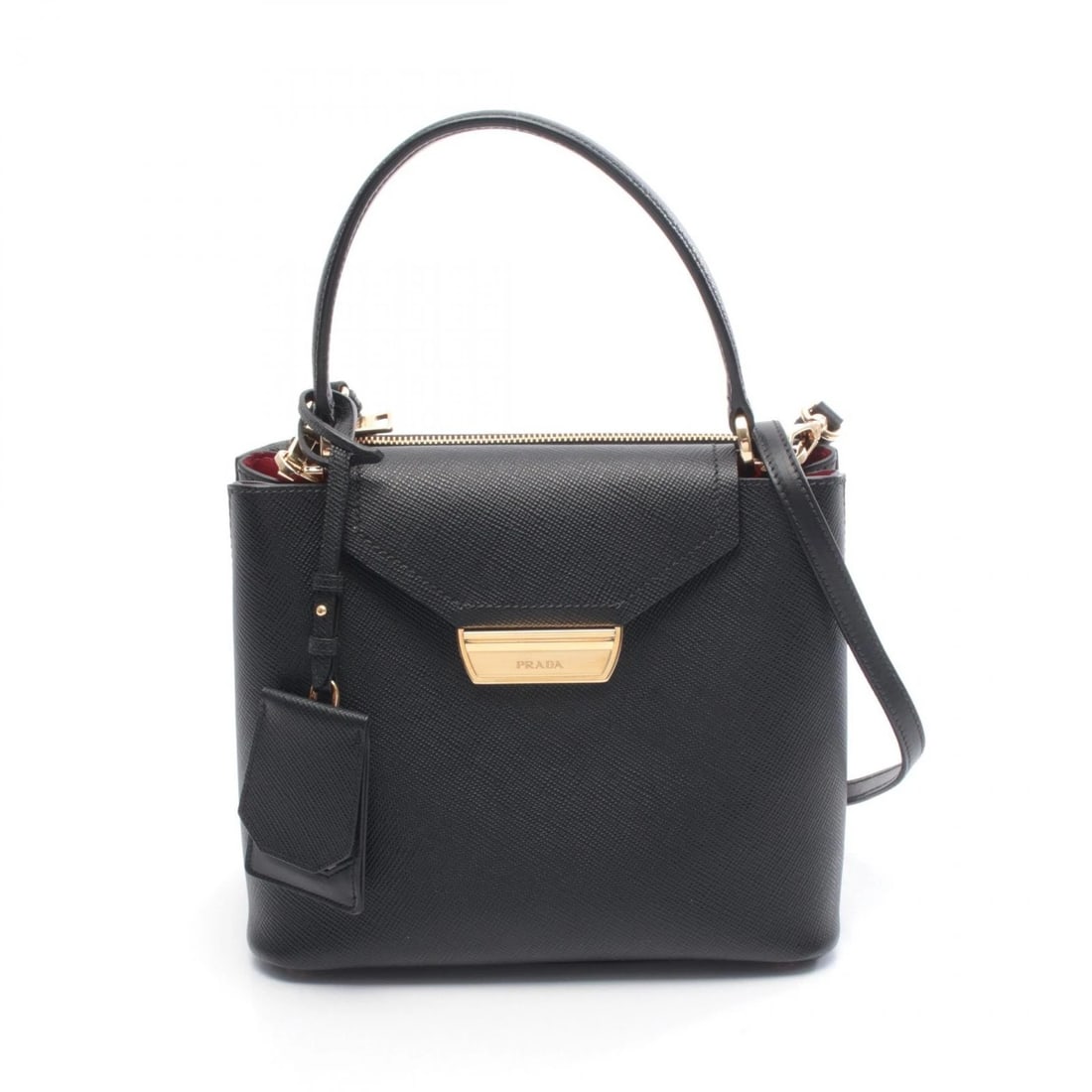 PRADA 2WAY SHOULDER HANDBAG LEATHER BLACK: PRADA 2Way Shoulder Handbag leather Black Brand: PRADA Type: Handbag Material: leather Color: Black??ish colors Size: H:20cm x W:24cm x D:13cm (H:7.9" x W:9.4" x D:5.1") Accessories: None