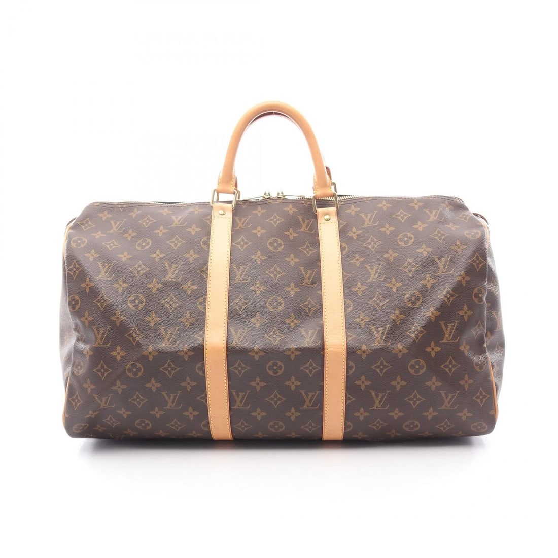 LOUIS VUITTON KEEPALL 50 TRAVEL HAND BAG: LOUIS VUITTON Keepall 50 travel hand bag Brand: LOUIS VUITTON Type: Boston bag Material: Monogram × PVC coated canvas × leather Color: Brown??ish colors Size: H:28cm x W:51cm x D:21.5cm (H:11.0"