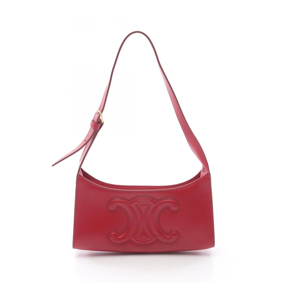 CELINE CUIR TRIOMPHE SHOULDER BAG LEATHER: CELINE Cuir Triomphe Shoulder Bag leather Brand: CELINE Type: Shoulder Bag Material: leather Color: Red??ish colors Size: H:11cm x W:24cm x D:5cm (H:4.3" x W:9.4" x D:2.0") Accessories: None <