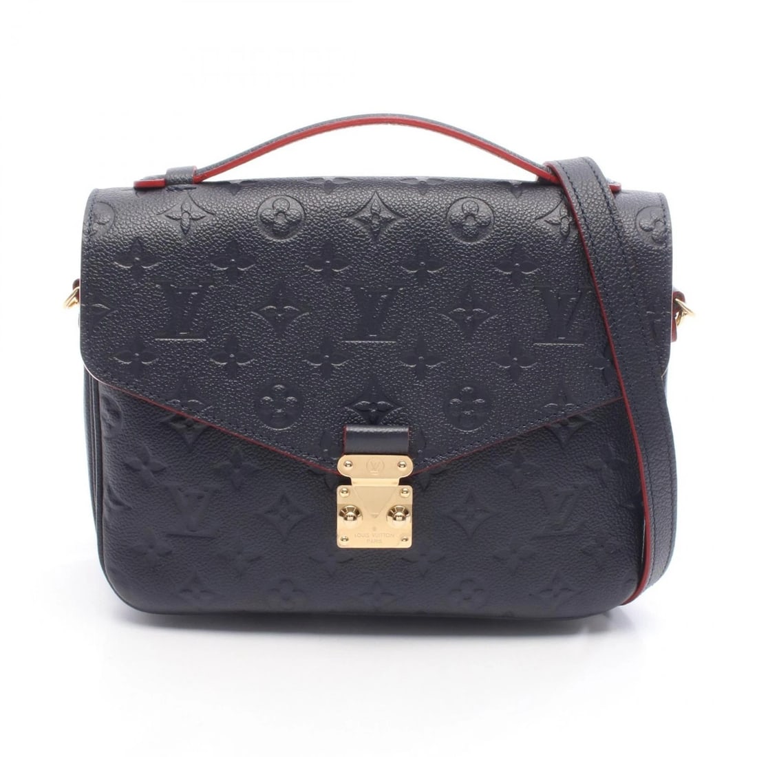 LOUIS VUITTON POCHETTE METIS CROSSBODY HANDBAG: LOUIS VUITTON Pochette Metis crossbody Handbag Brand: LOUIS VUITTON Type: Handbag Material: Monogram empreinte × leather Color: MarineRouge / Navy??ish colors Size: H:18cm x W:24.5cm (H:7.1"