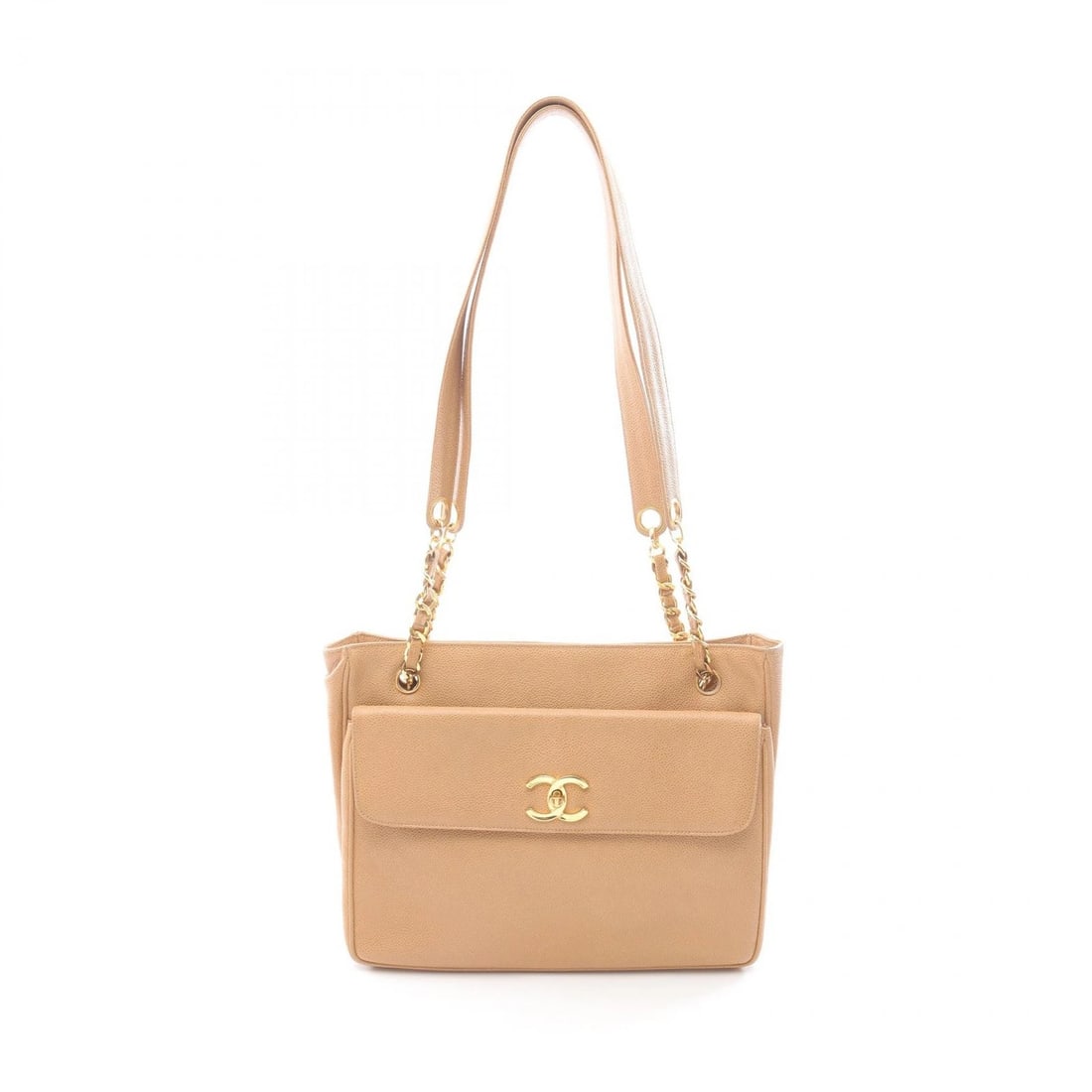 CHANEL COCO MARK SHOULDER TOTE BAG: CHANEL COCO Mark Shoulder Tote Bag Brand: CHANEL Type: Tote Bag Material: Grained Calfskin leather Color: Beige??ish colors Size: H:26cm x W:31cm x D:6.5cm (H:10.2" x W:12.2" x D:2.6") Accessorie