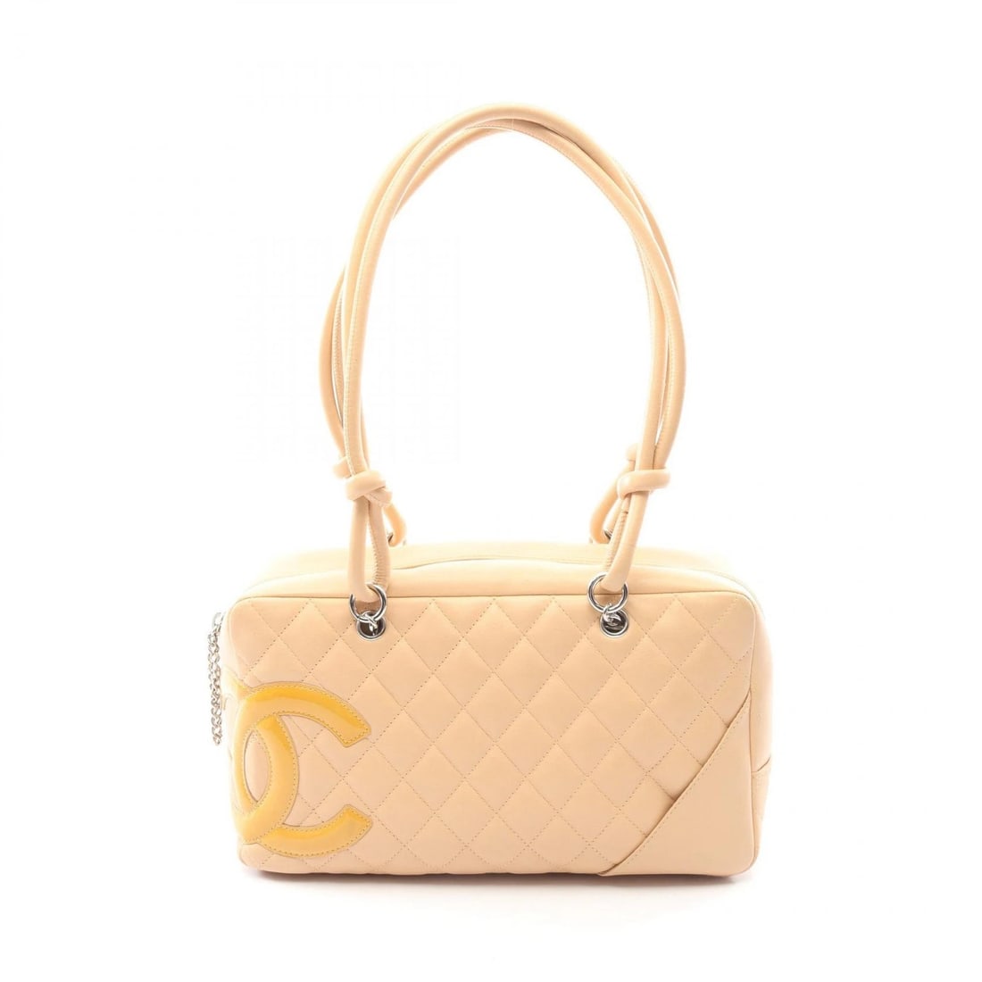 CHANEL CAMBON LINE BOWLING SHOULDER BAG: CHANEL Cambon line bowling Shoulder Bag Brand: CHANEL Type: Shoulder Bag Material: leather × Patent leather Color: Beige??ish colors Size: H:16cm x W:27.5cm x D:10cm (H:6.3" x W:10.8" x